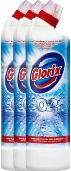 Agent Nettoyant Glorix : Nettoyant WC Glorix O2 Javellisant / Pk3x750ml