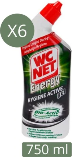 WC Net - Nettoyant WC - Hygiène Active Gel - Énergie - 6 X 750ML - Value Pack