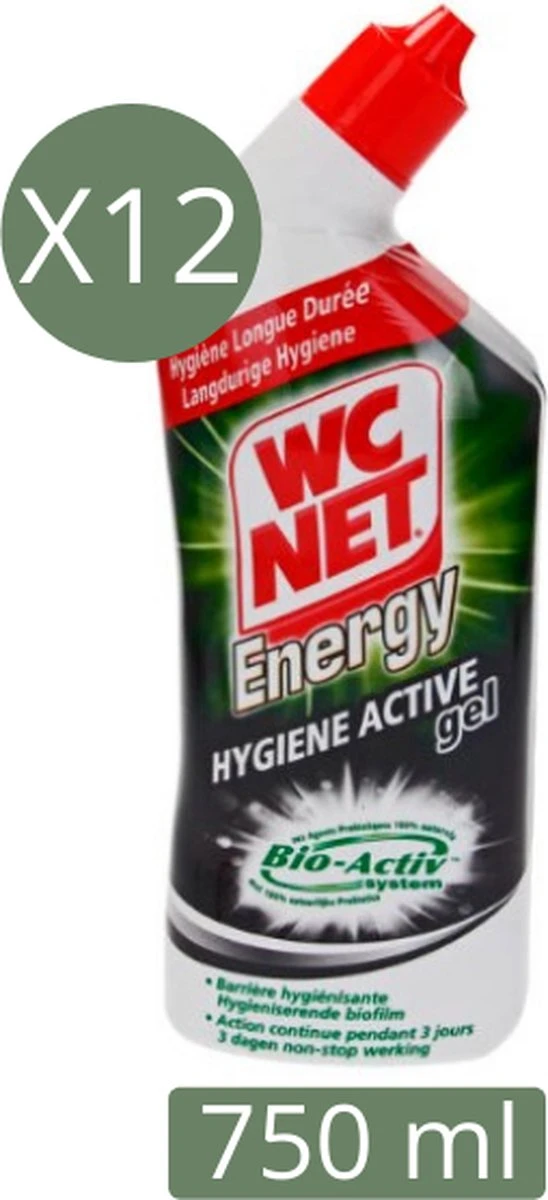 Net WC - Nettoyant WC - Hygiène Active Gel - Énergie - 12 X 750ML - Value Pack 3 Net WC - Nettoyant WC - Hygiène Active Gel - Énergie - 12 X 750ML - Value Pack