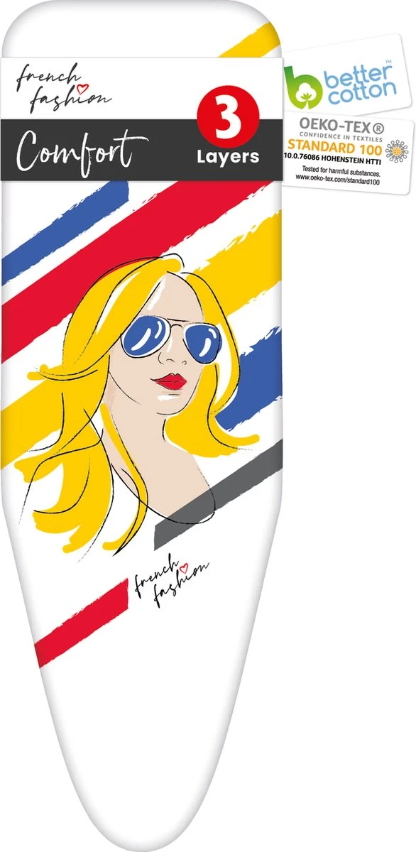 Housse De Planche à Repasser French Fashion Sunshine - Taille L/XL - Convient Aux Planches à Repasser De Max 140 X 52 Cm - Housse De Repassage Avec Couche épaisse En Molleton Et Fermeture Par Cordon