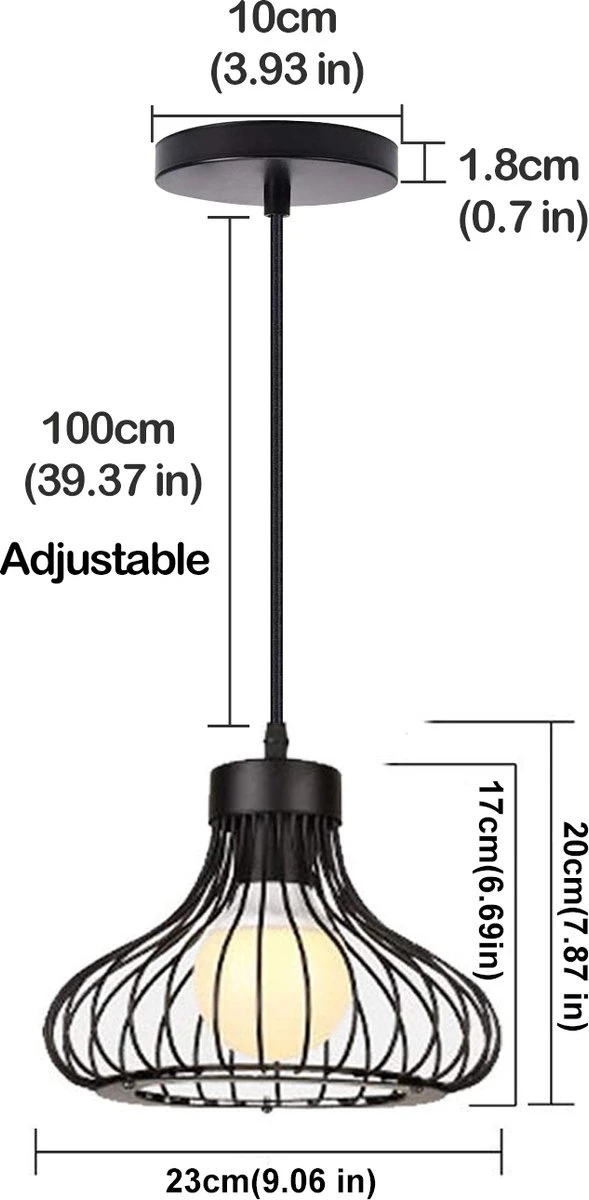 Suspension Noire - Lampe D'ambiance - Plafonnier - Lampe De Cuisine - Ø37 Cm - Zwart - Métal - Industriel - Intérieur Noir - E27 - 240 V - Sans Source Lumineuse 4 Suspension Noire - Lampe D'ambiance - Plafonnier - Lampe De Cuisine - Ø37 Cm - Zwart - Métal - Industriel - Intérieur Noir - E27 - 240 V - Sans Source Lumineuse – Image 2
