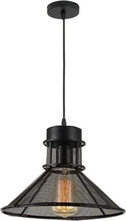 Suspension Noire - Lampe D'ambiance - Plafonnier - Lampe De Cuisine - Ø28 Cm - Zwart - Métal - Industriel - Intérieur Noir - E27 - 240 V - Sans Source Lumineuse