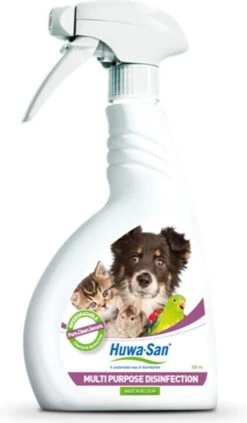 HUWA SAN Pets - Désinfection De Surface - Spray/atomiseur 500 Ml - Prêt à L'emploi - Sans Chlore - Sans Sans Alcool - Désinfectant Algemeen Pour Animaux