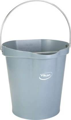 Seau Vikan 568688 - 12 Litres - Grijs - Seau Robuste - Résistant Aux Produits Chimiques - Maximum 100 ° C - Convient Aux Travaux De Transformation Des Aliments Et De Nettoyage