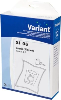Variant SI06 Bosch Siemens Sacs D' Sacs D'aspirateur Type A, B, C - 5 Pièces + 1 Filtre - Bosch Alpha 23, 30-39, Maxima - Siemens Black Energy, Blue Motion -Nettoyage Produits Boutique 732x1200 1