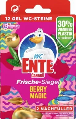 WC-Eend | WC-Ente | WC Canard | Toilettes Duck Fresh Disc Berry Magic | Pack De Recharge | 2 Recharges De 12 Cubes De Gel | Pack économique