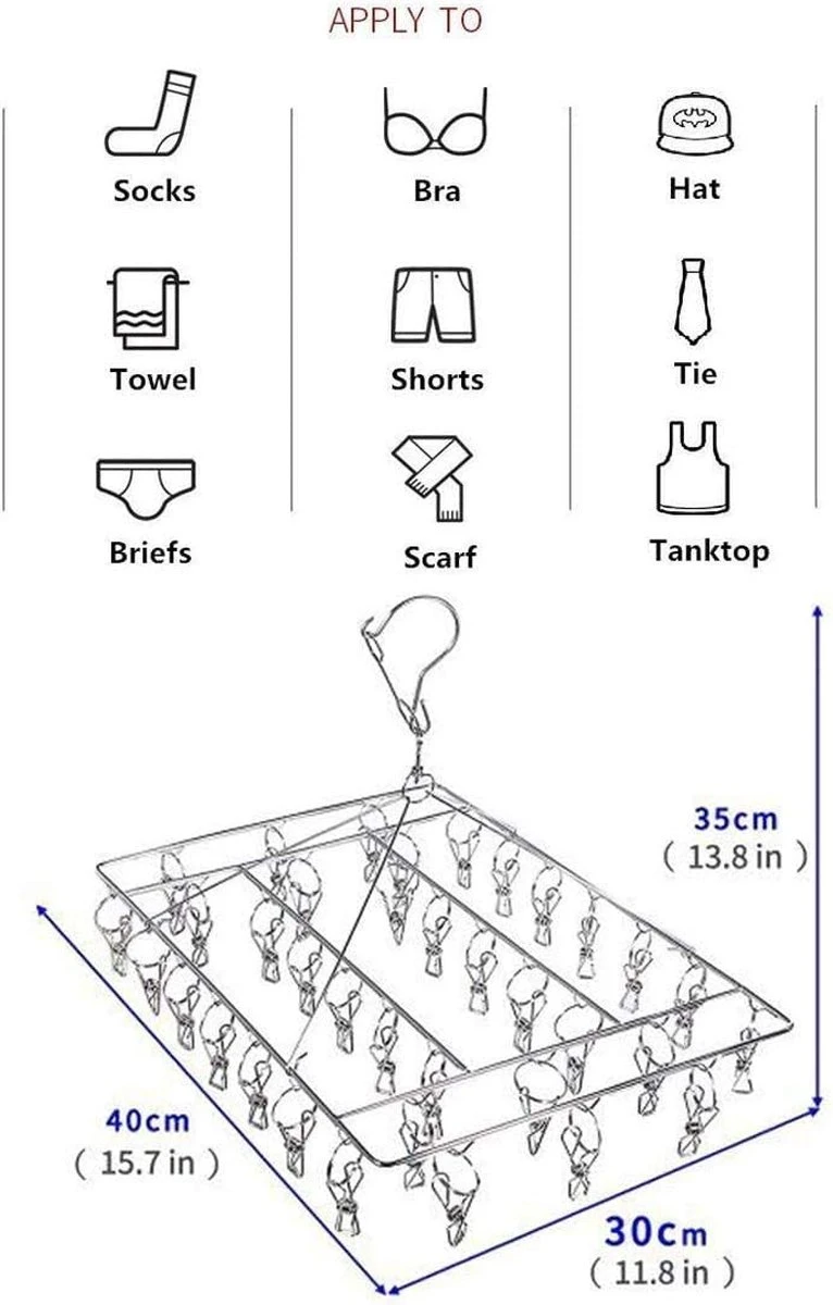 Étendoir à Chaussettes En Acier Inoxydable, étendoir à Linge, Avec Crochet Tournant, Résistant Au Vent, Cintre Pour Chaussettes, Sous-vêtements, Soutiens-gorge, Vêtements De Bébé, Gants (36 Pinces) 7 Étendoir à Chaussettes En Acier Inoxydable, étendoir à Linge, Avec Crochet Tournant, Résistant Au Vent, Cintre Pour Chaussettes, Sous-vêtements, Soutiens-gorge, Vêtements De Bébé, Gants (36 Pinces) – Image 5