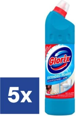 Glorix Extented Power Eucalyptus Bleach Nettoyant WC - 5 X 750 Ml