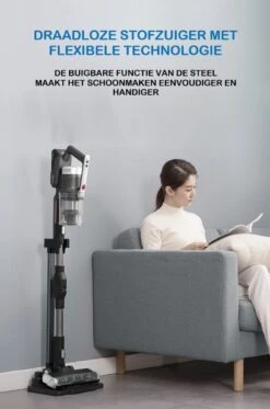 Midea Aspirateur-balai Sans Fil - 450 Watt - Sans Sac - Tige Flexible - 4 En 1 - Brosse Pour Tissus D'ameublement - Support Inclus