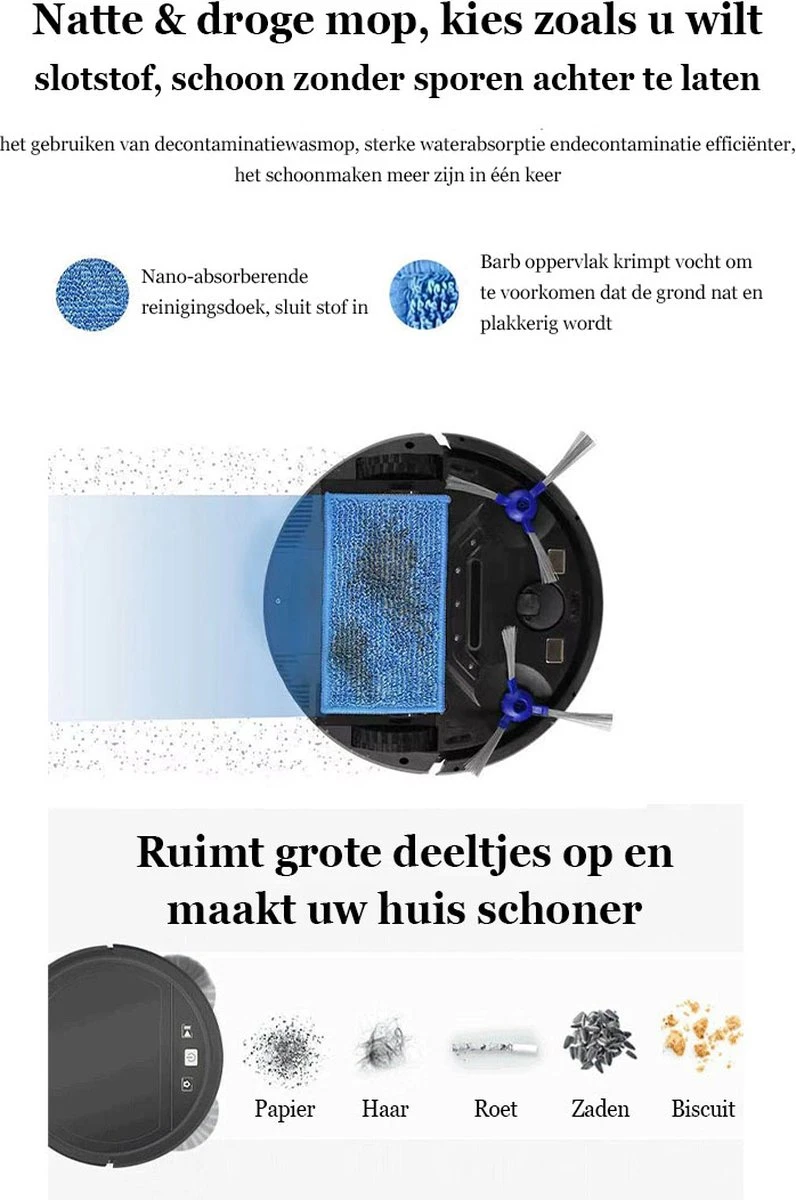 Aspirateur Robot Avec Station De Charge - Système De Nettoyage - Aspirateur Robot - Robot Nettoyeur - Station De Charge Automatique - Y Compris L'application Et La Télécommande - Zwart - 2500PA 8 Aspirateur Robot Avec Station De Charge - Système De Nettoyage - Aspirateur Robot - Robot Nettoyeur - Station De Charge Automatique - Y Compris L'application Et La Télécommande - Zwart - 2500PA – Image 6