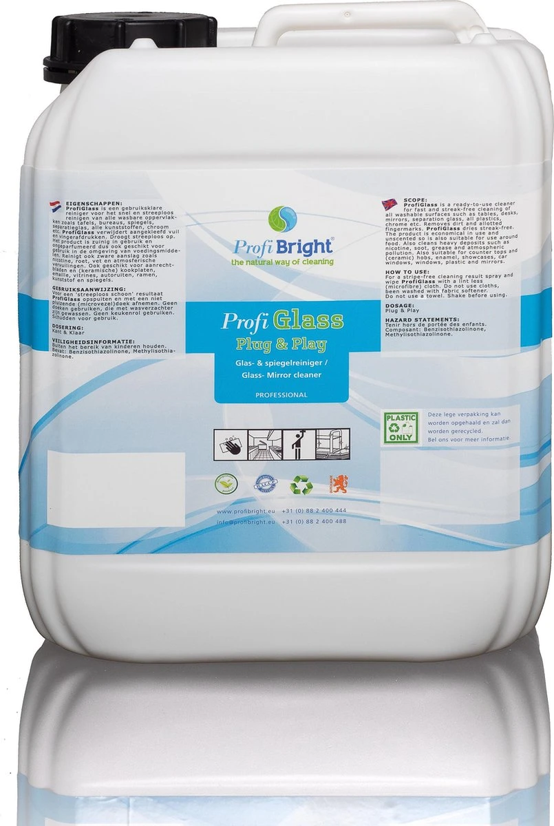 ProfiGlass Business - Nettoyant Vitres - Nettoyant Intérieur - Nettoyant Miroirs - Geen Voile - HACCP - Test Sur Les Animaux - Recharge 5 Litres 3 ProfiGlass Business - Nettoyant Vitres - Nettoyant Intérieur - Nettoyant Miroirs - Geen Voile - HACCP - Test Sur Les Animaux - Recharge 5 Litres