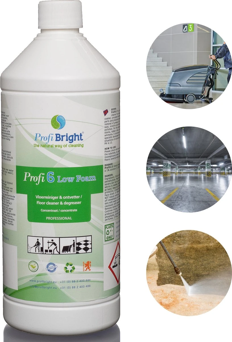 ProfiBright Business - Nettoyant Et Dégraissant Pour Sols Profi6 LF Low Foam - Sols En Béton - Convient Pour Autolaveuse - Faible Mousse - 1 Litre 3 ProfiBright Business - Nettoyant Et Dégraissant Pour Sols Profi6 LF Low Foam - Sols En Béton - Convient Pour Autolaveuse - Faible Mousse - 1 Litre