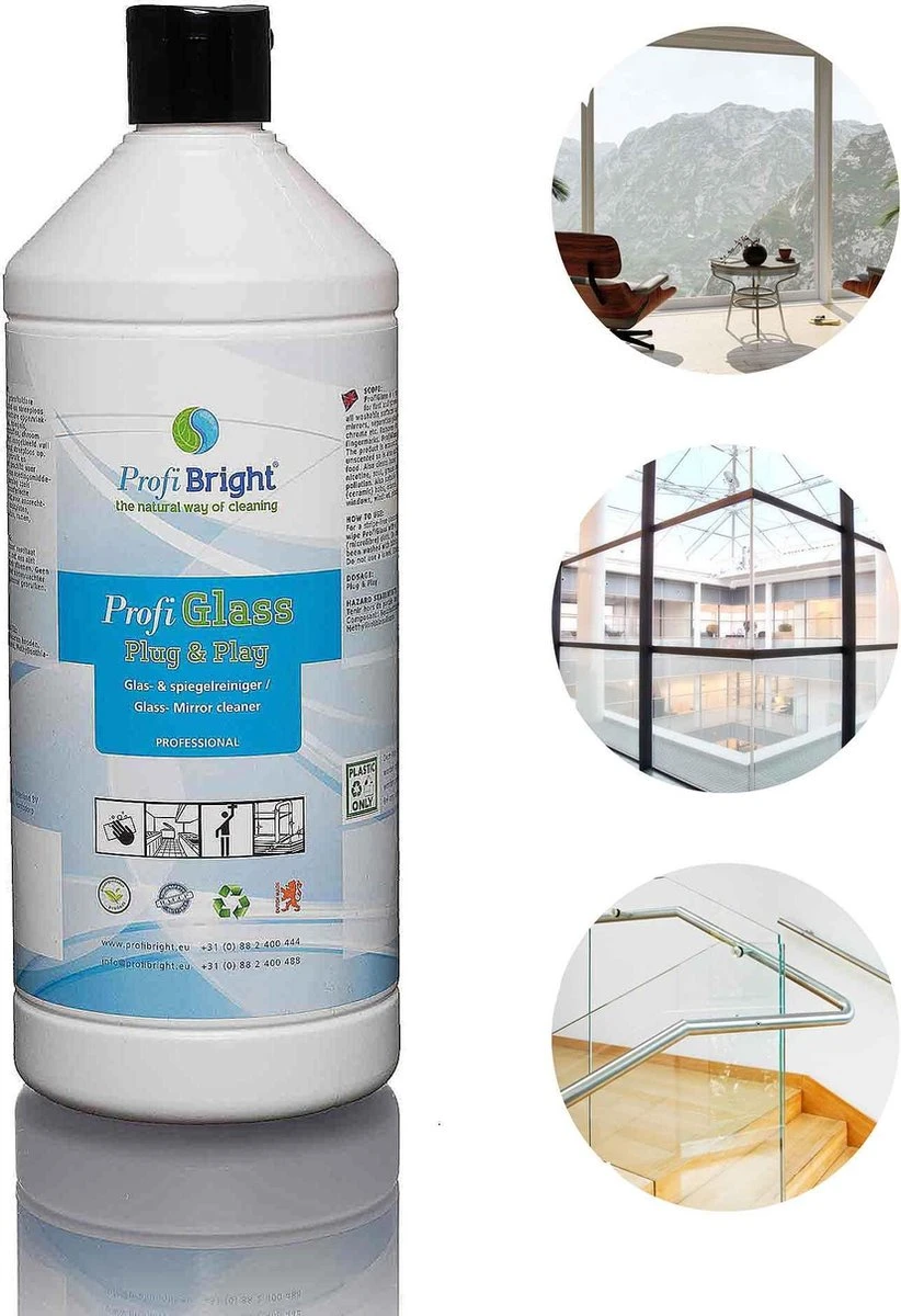 ProfiGlass Business - Nettoyant Pour Vitres - Nettoyant Intérieur - Nettoyant Pour Rétroviseurs - Geen Brouillard - HACCP - Recharge - 1 Litre 3 ProfiGlass Business - Nettoyant Pour Vitres - Nettoyant Intérieur - Nettoyant Pour Rétroviseurs - Geen Brouillard - HACCP - Recharge - 1 Litre