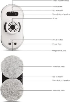 Sontrix Window Washer - Avec Télécommande - 6 Chiffons Inclus - Robot Laveur De Vitres - Nettoyant Pour Vitres - Wit -Nettoyage Produits Boutique 828x1200