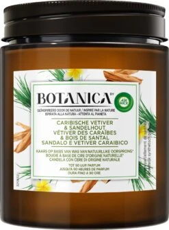 Bougie Parfumée Botanica By Air Wick - Vétiver Des Caraïbes Et Bois De Santal - 500gr
