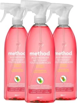Method Nettoyant Tout Usage En Spray Pamplemousse Rose écologique élimine La Graisse + La Saleté - 3 X 490ml