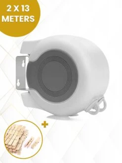 Samillion Corde à Linge Extensible 2 X 13 Mètres - Corde à Linge - Corde à Linge - Fil à Linge - Corde à Linge Rétractable - Épingles à Linge à Linge Gratuites