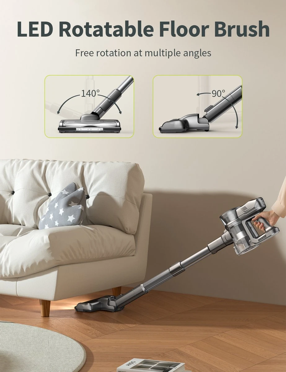 Kalado KCV01 Aspirateur Balai Sans Fil - Aspirateurs-balais 26Kpa - 6 En 1 - 40Min De Temps De Travail Batterie Amovible - Moteur Brushless 80000RPM - Affichage LED 21 Kalado KCV01 Aspirateur Balai Sans Fil - Aspirateurs-balais 26Kpa - 6 En 1 - 40Min De Temps De Travail Batterie Amovible - Moteur Brushless 80000RPM - Affichage LED – Image 19