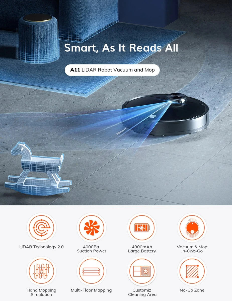 Aspirateur Robot Ilife - Avec Navigation Intelligente - Incl. Station De Charge - Aspirateur Sans Sac - Avec Fonction De Nettoyage - Aspirateur Robot - Zwart - Incl. Application 7 Aspirateur Robot Ilife - Avec Navigation Intelligente - Incl. Station De Charge - Aspirateur Sans Sac - Avec Fonction De Nettoyage - Aspirateur Robot - Zwart - Incl. Application – Image 5