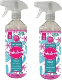FABULOSA - Bouquet Floral - 2x 500ML - Spray Désinfectant - Concentré - Nettoyant Tout Usage - Prêt à L'emploi - Spray Désinfectant Pink - Vegan - BIO