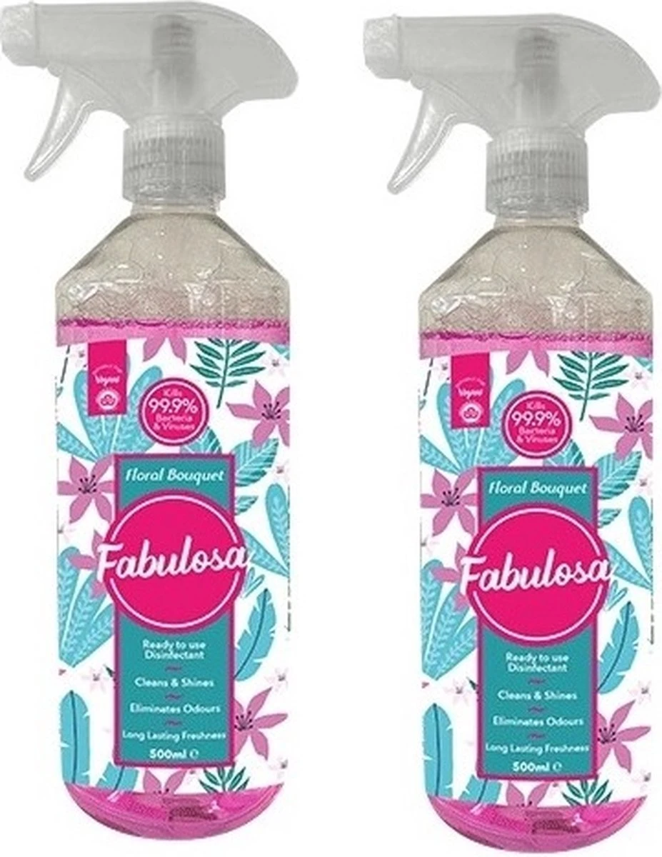 FABULOSA - Bouquet Floral - 2x 500ML - Spray Désinfectant - Concentré - Nettoyant Tout Usage - Prêt à L'emploi - Spray Désinfectant Pink - Vegan - BIO 3 FABULOSA - Bouquet Floral - 2x 500ML - Spray Désinfectant - Concentré - Nettoyant Tout Usage - Prêt à L'emploi - Spray Désinfectant Pink - Vegan - BIO