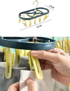 Borvat® |Sous- Sous-vêtements Magic Pince à Linge Cintre 360 Corde à Linge Pliable Multifonction Gain De Place Pas Cher Abordable 12 Épingles à Linge Cintre 12 Épingles à Linge -Nettoyage Produits Boutique 930x1200