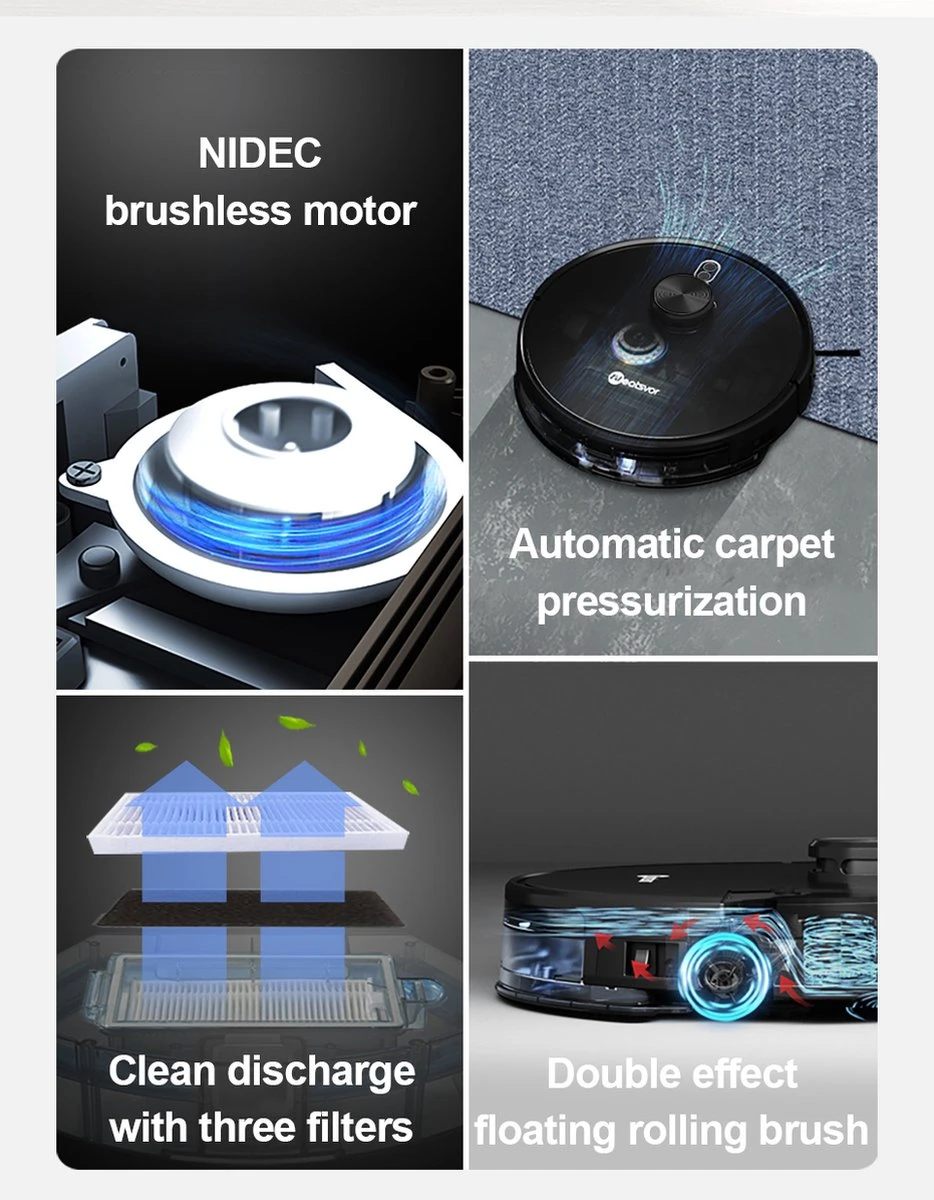 Aspirateur Robot Neatsvor X600 - Haute Qualité - Zwart - Aspirateur - Avec Fonction De Nettoyage - Comprend Une Application - Convient à Tous Les Types De Sols 9 Aspirateur Robot Neatsvor X600 - Haute Qualité - Zwart - Aspirateur - Avec Fonction De Nettoyage - Comprend Une Application - Convient à Tous Les Types De Sols – Image 7