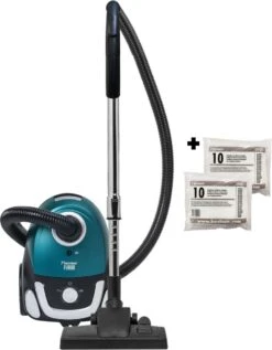 Sacs D'aspirateur Bestron Avec Sac, Ensemble à Prix Réduit Comprenant 20x Sacs D'aspirateur, Tube Télescopique De 94 Cm Et Rayon D'action De 7,5 M, Avec HEPA12 Lavable Et Microfiltre, Couleur : Bleu