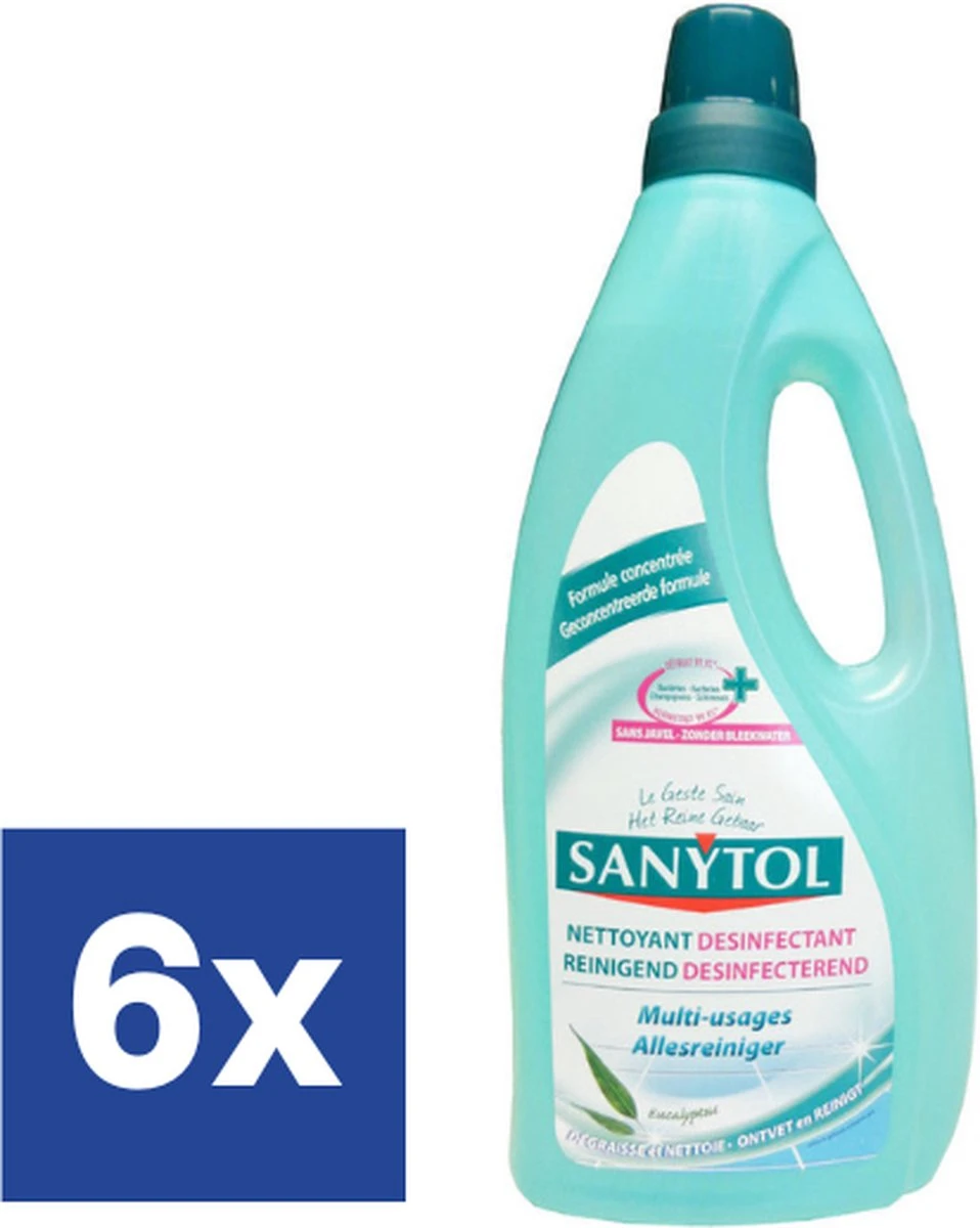Sanytol - Nettoyant Désinfectant Tout Usage - 6 X 1L - Sanytol Avantage - Antibacterieel Pour Toutes Les Surfaces 3 Sanytol - Nettoyant Désinfectant Tout Usage - 6 X 1L - Sanytol Avantage - Antibacterieel Pour Toutes Les Surfaces