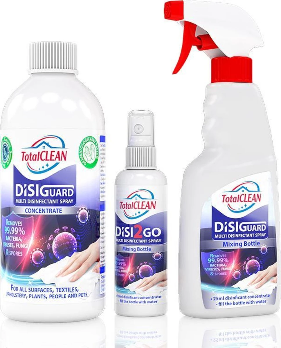 Concentré TotalCLEAN DISIguard - Spray Désinfectant - 500 Ml - Comprend Un Flacon De Mélange Et De Voyage 3 Concentré TotalCLEAN DISIguard - Spray Désinfectant - 500 Ml - Comprend Un Flacon De Mélange Et De Voyage
