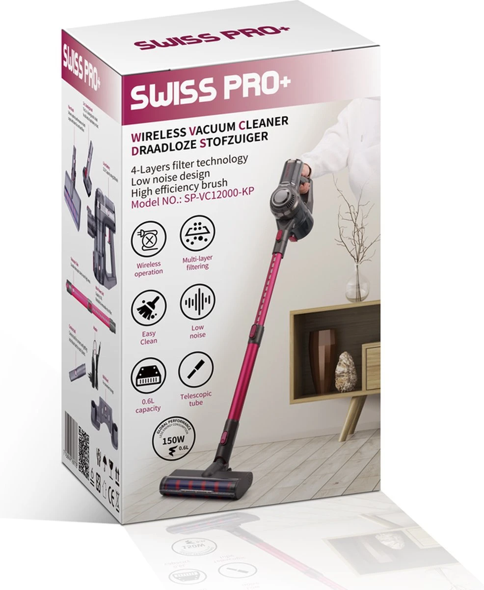Swiss Pro+ Aspirateur-balai Sans Fil V12 Aspirateur-balai Sans Fil Avec Aspirateur à Main Eclairage LED Dans L'embout Forte Puissance D'aspiration 4 En 1 ! Qualité Suisse 10 Swiss Pro+ Aspirateur-balai Sans Fil V12 Aspirateur-balai Sans Fil Avec Aspirateur à Main Eclairage LED Dans L'embout Forte Puissance D'aspiration 4 En 1 ! Qualité Suisse – Image 8